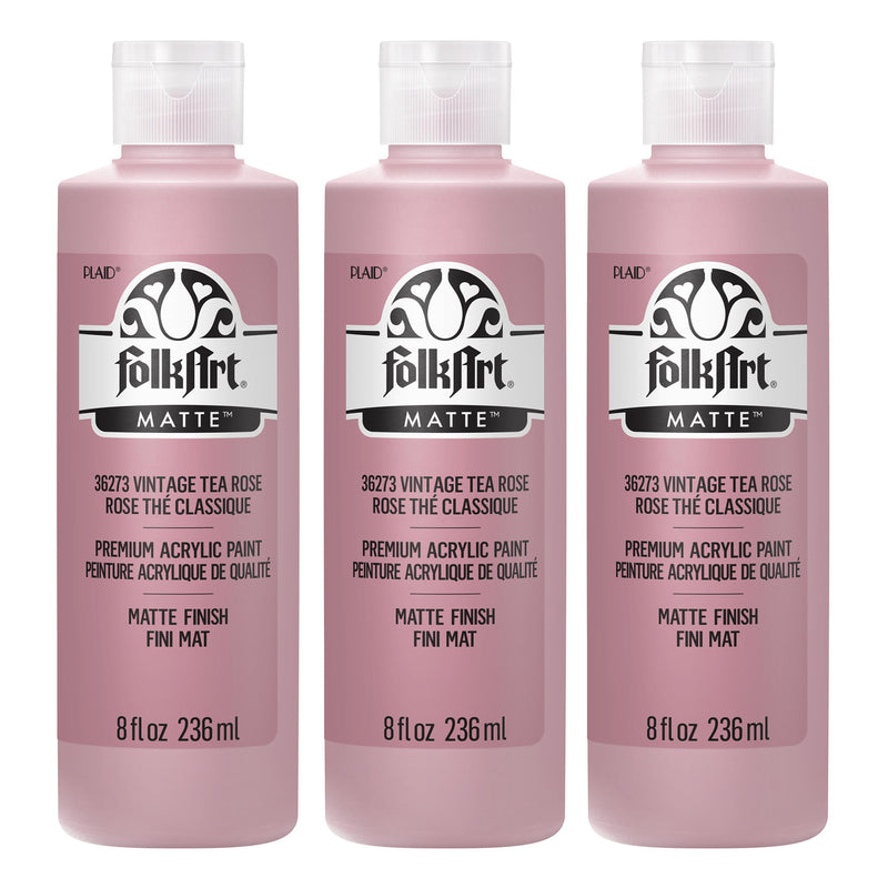 Acrylic Paint Matte, 8oz., Vintage Tea Rose, Pack of 3