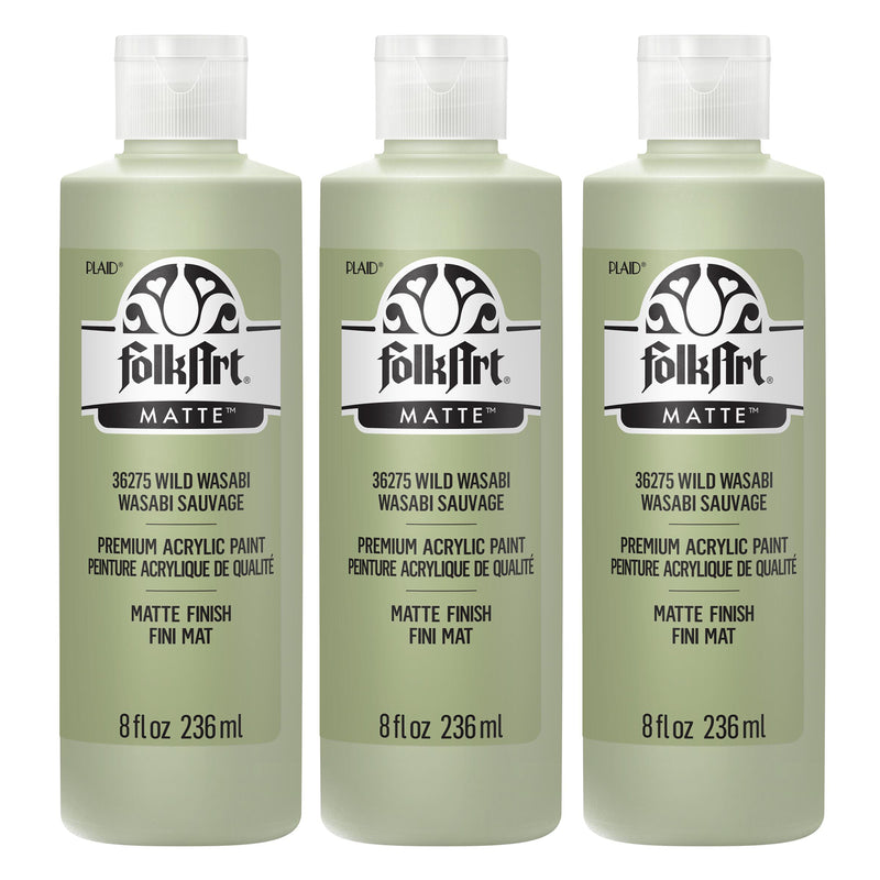 Acrylic Paint Matte, 8oz., Wild Wasabi, Pack of 3