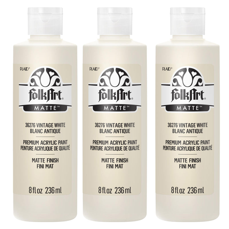 Acrylic Paint Matte, 8oz., Vintage White, Pack of 3