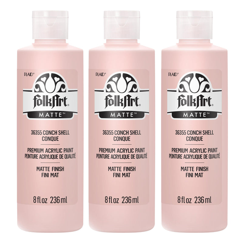 Acrylic Paint Matte, 8oz., Conch Shell, Pack of 3
