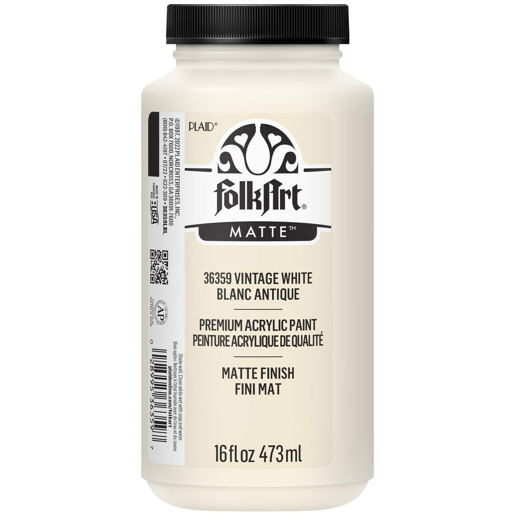 Acrylic Paint Matte Vintag Wht 16oz Folkart