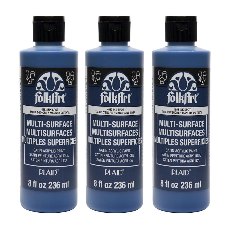 Acrylic Paint Multi-Surface Satin, 8oz., Ink Spot, Pack of 3