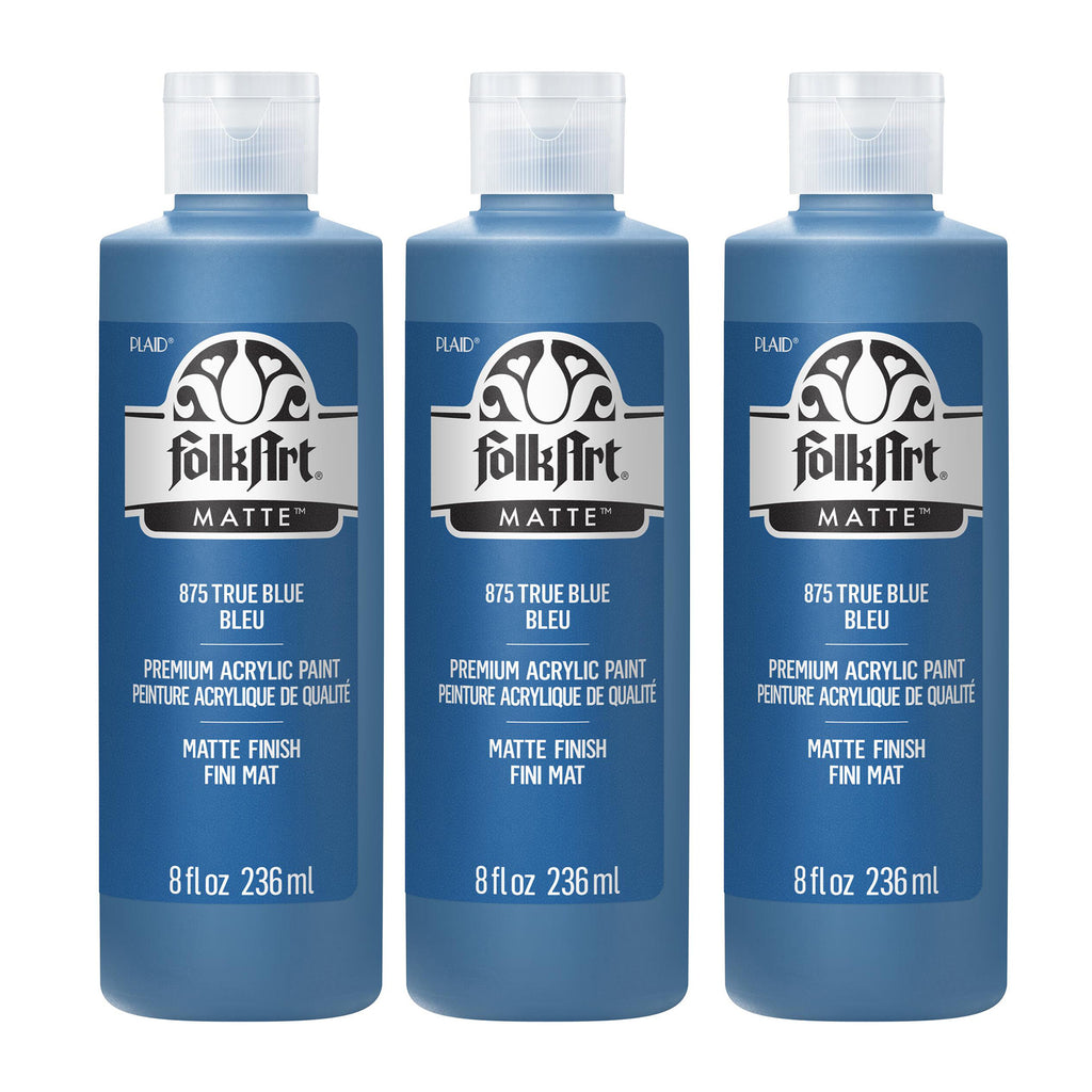 Acrylic Paint Matte, 8oz., True Blue, Pack of 3