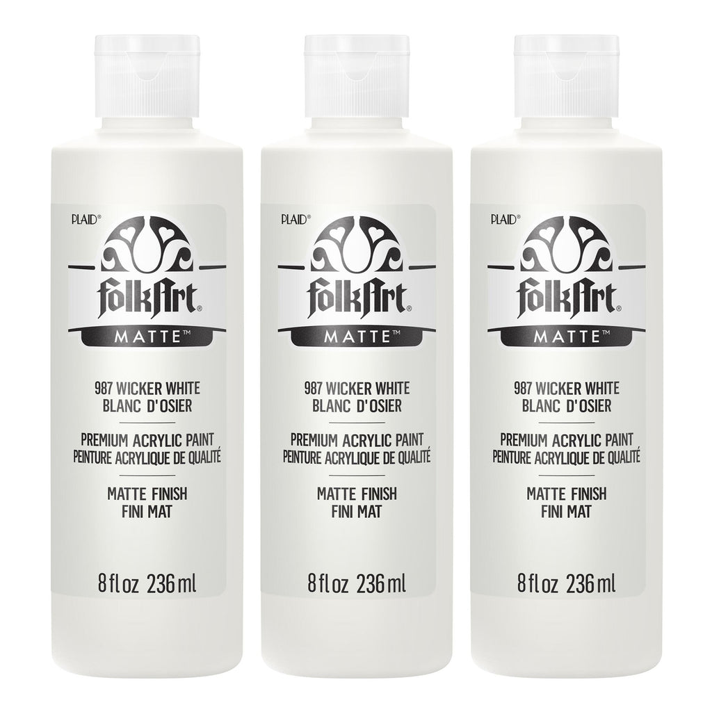 Acrylic Paint Matte, 8oz., Wicker White, Pack of 3