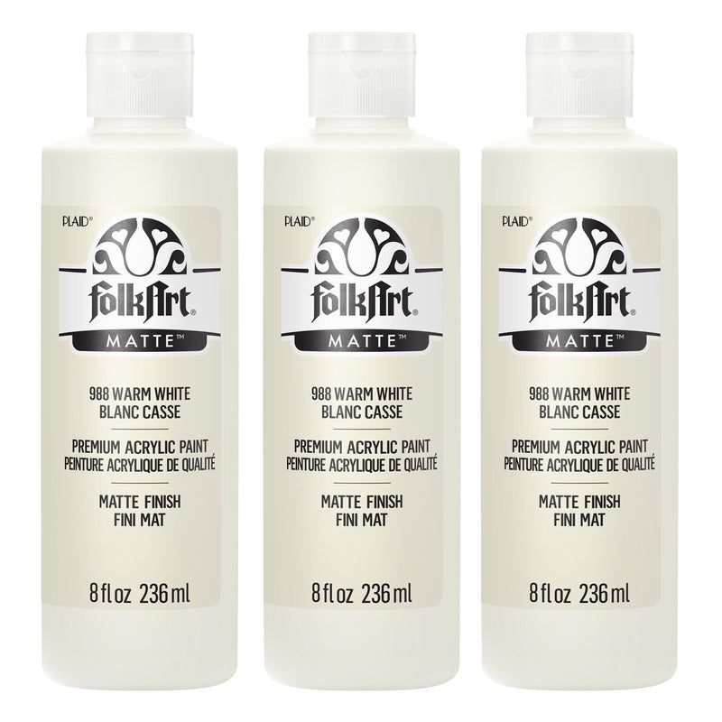 Acrylic Paint Matte, 8oz., Warm White, Pack of 3