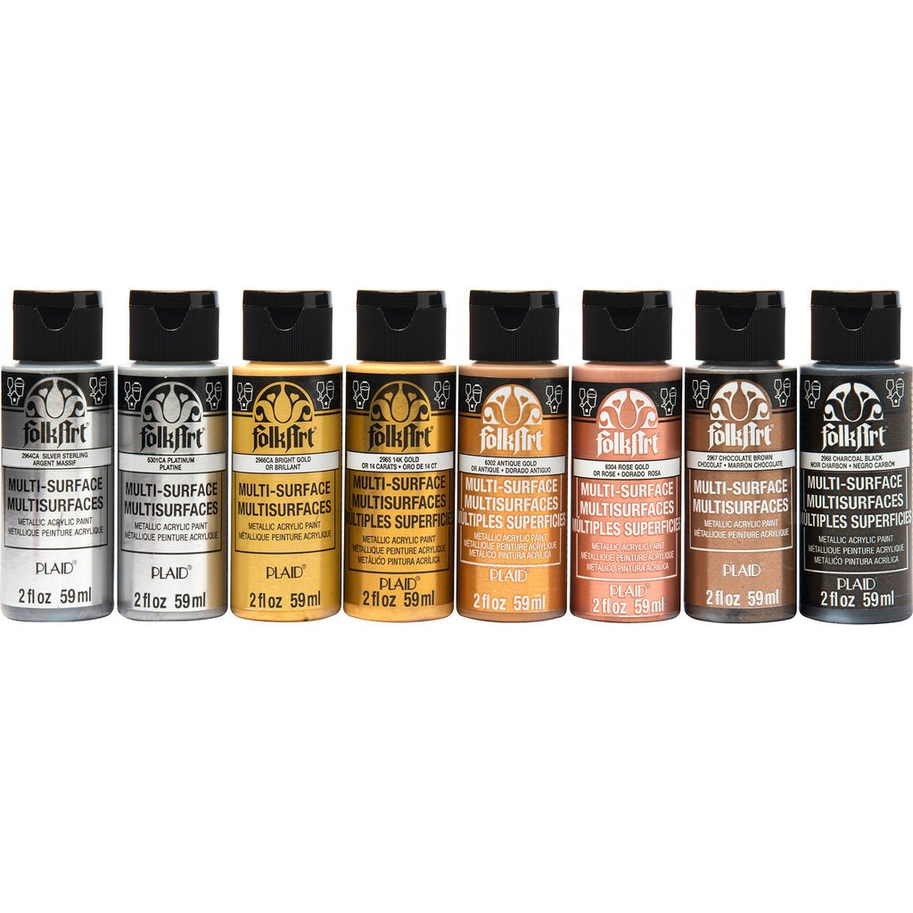 Multi-Surface Acrylic Paint Set, 2oz., Metallics, 8-Piece Set
