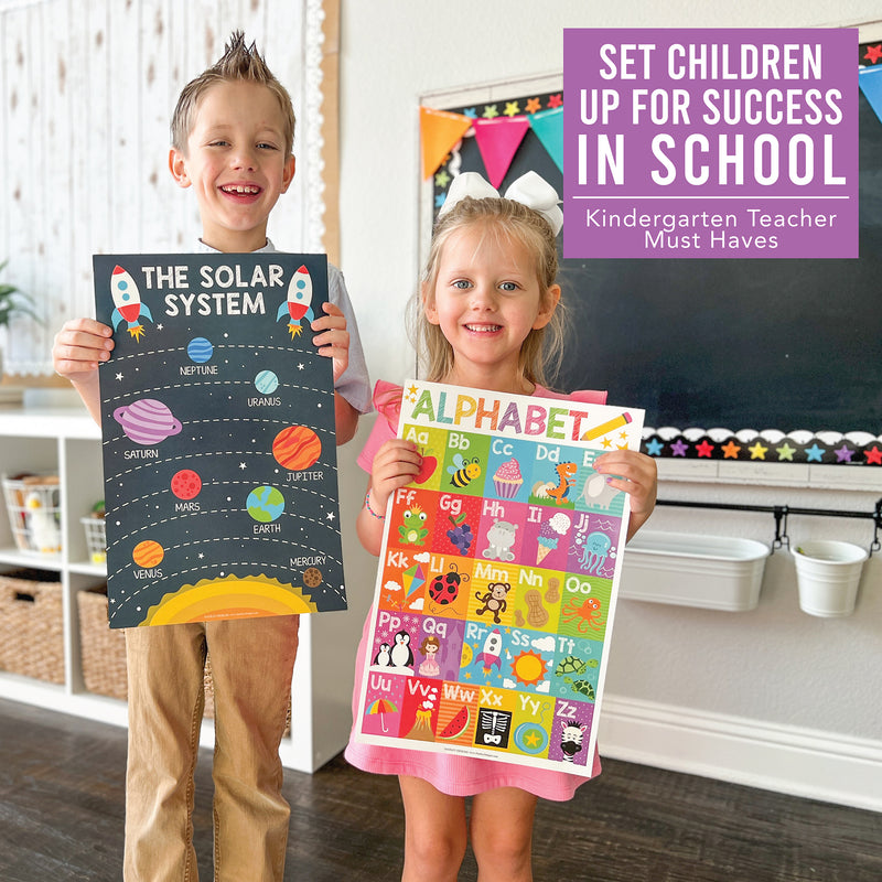 Colorful Preschool Educational Laminated Posters For Toddlers, Set of 16