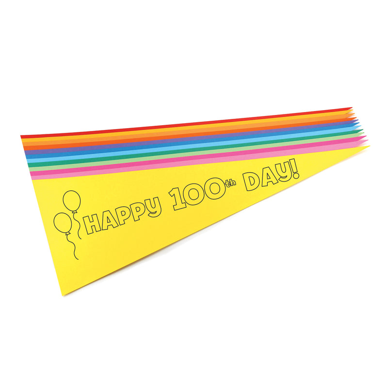 Happy 100th Day Paper Pennants, Pack of 36