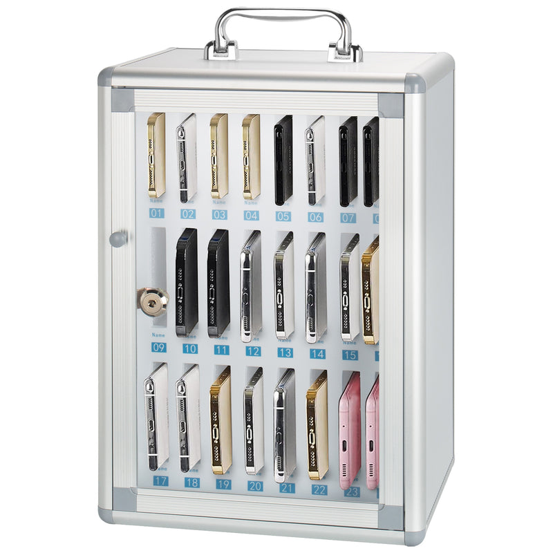 Cell Phone Storage Wall Mount Aluminum Lock Box, 36-Slot