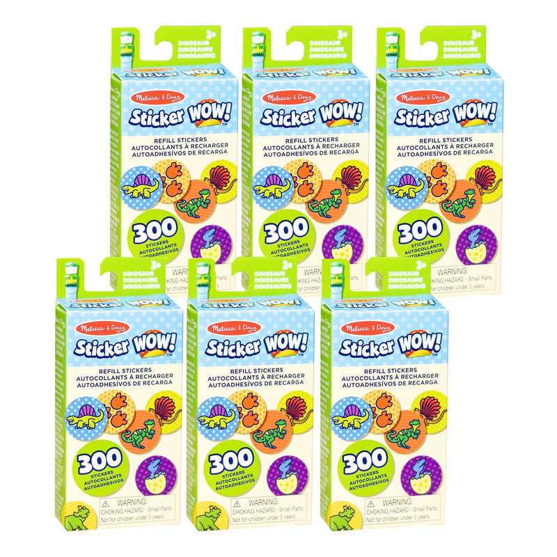 Sticker WOW! Refill Stickers - Dinosaur - 300 Per Pack, 6 Packs