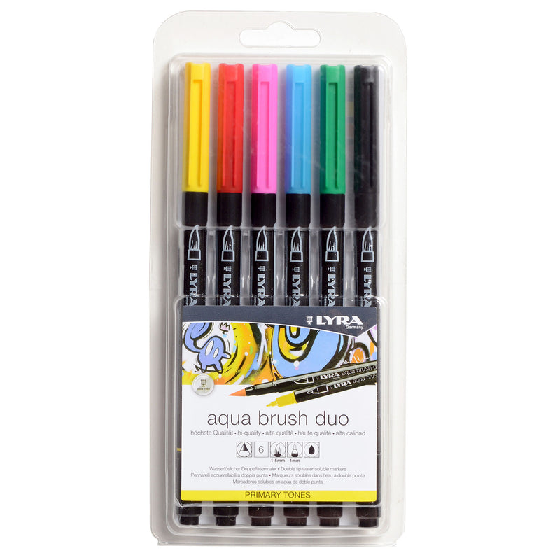 Aqua Brush Duo Markers Primary 6ct