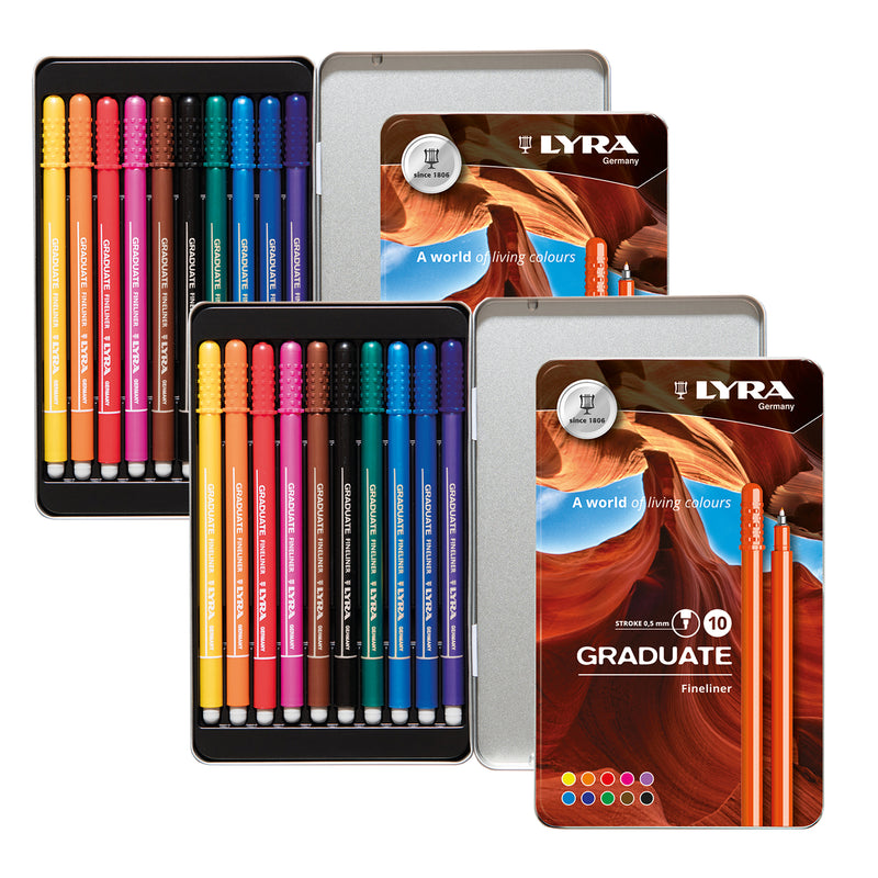 Graduate Fineliner Marker Set Tin, Assorted Colors, 10 Per Set, 2 Sets