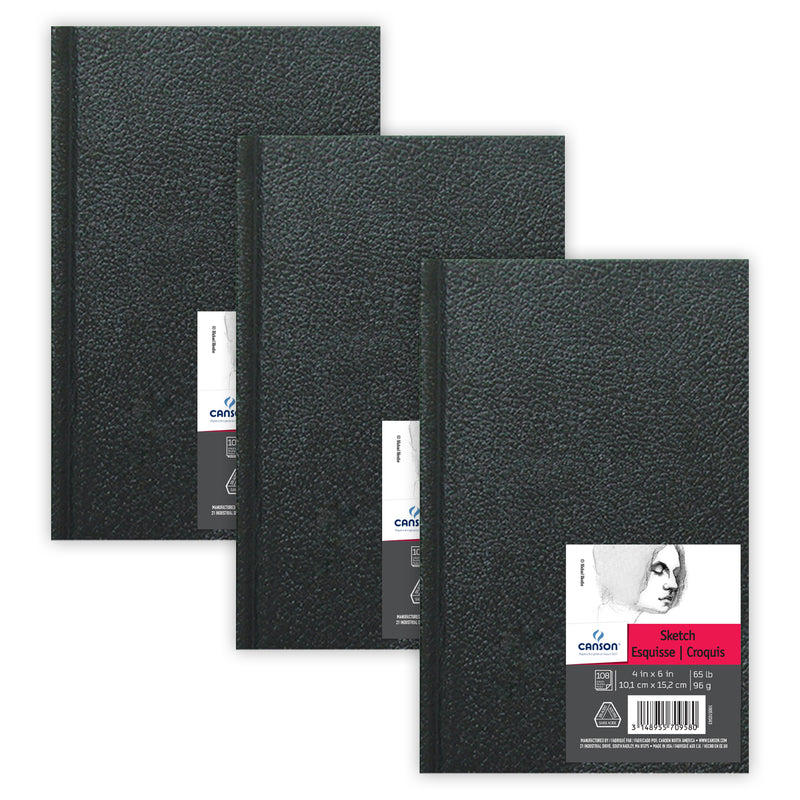 Artist Series Sketch Art Book, Black Cover, Hardbound, 108 Sheet, 4x6 inch, Pack of 3