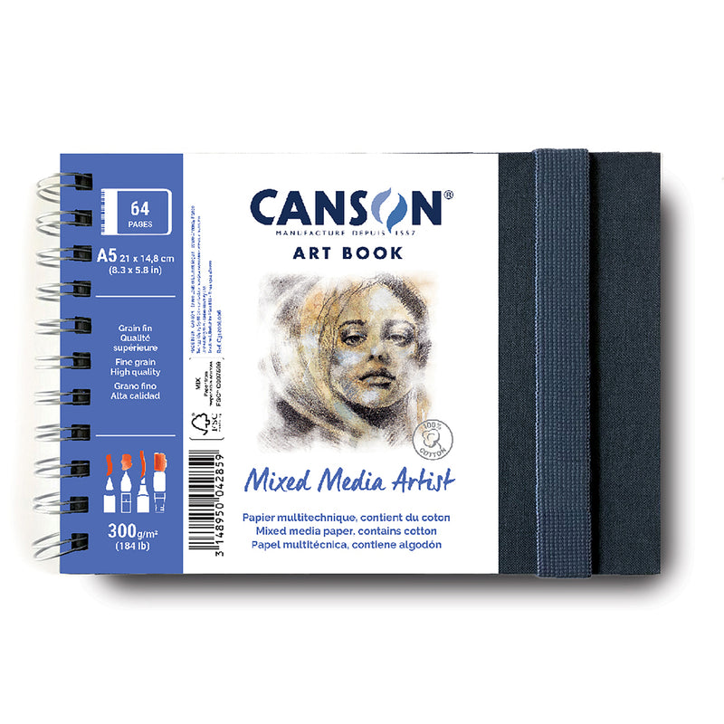 Artist Series Mixed Media Art Book, Fabric Cover, Side Wire Binding, 56 Sheet, 8.3x5.8 inch