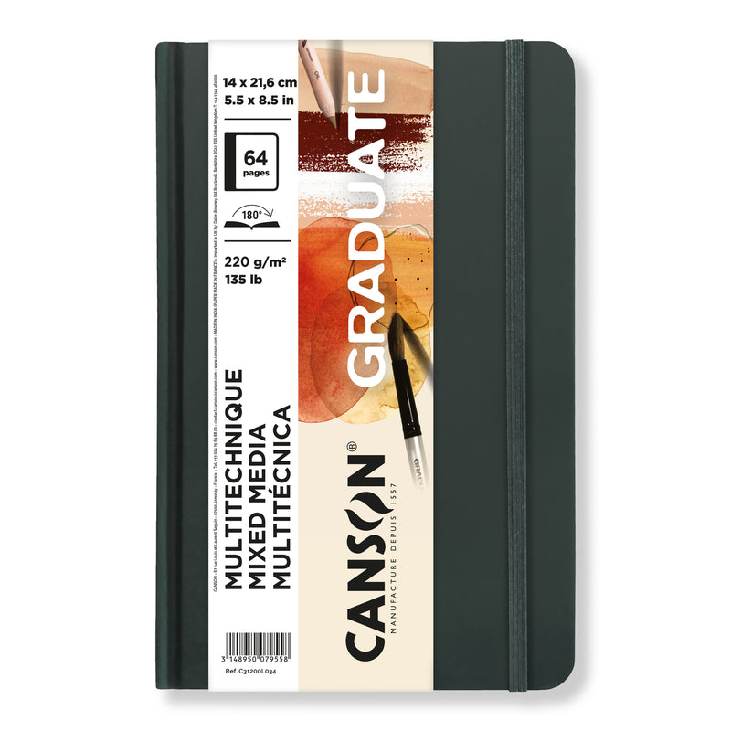 Mixed Media Art Book 5.5x8.5 Naturl Canson Graduate 32 Sheets Hard