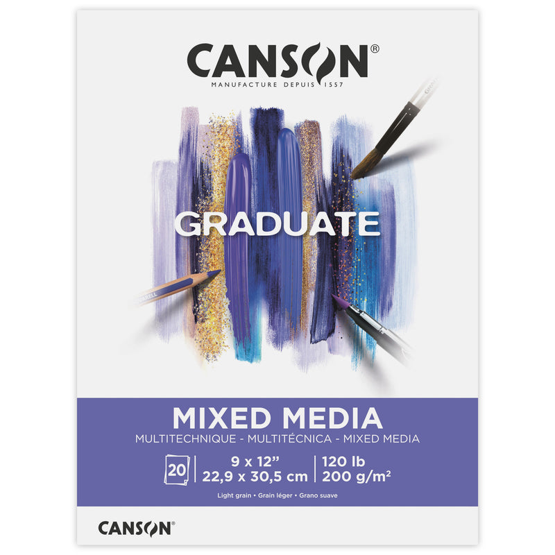 Mixed Media Pad 9x12in Foldover Canson Graduate 20 Sheets
