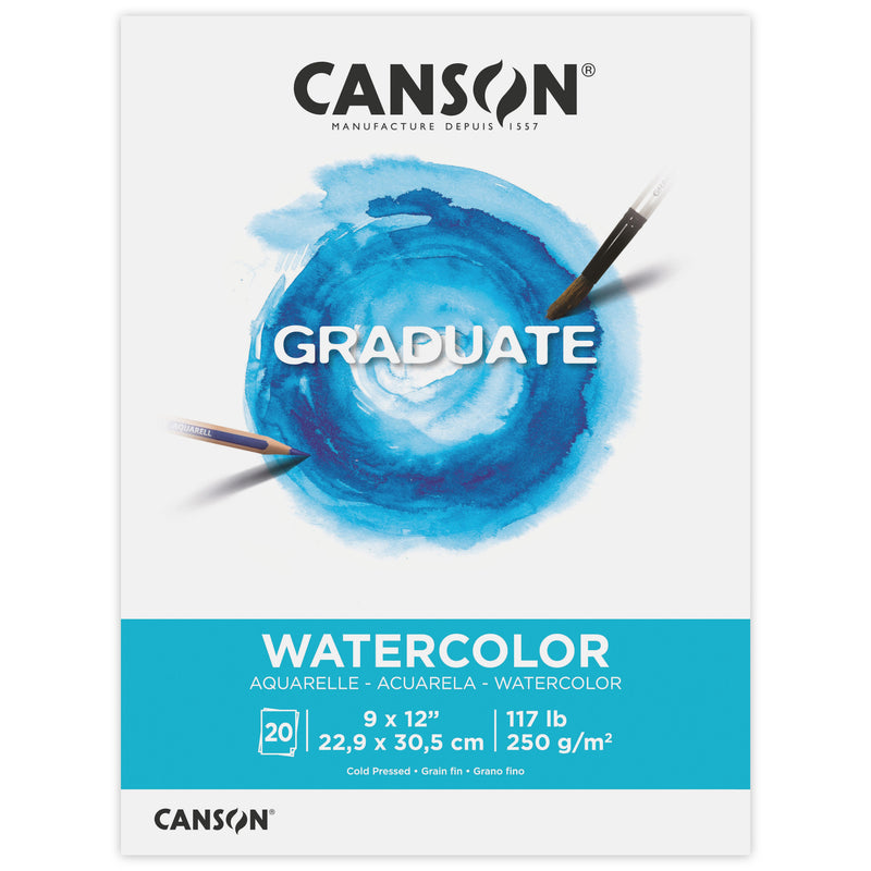 Watercolor Pad 9x12in Foldover Canson Graduate 20 Sheets