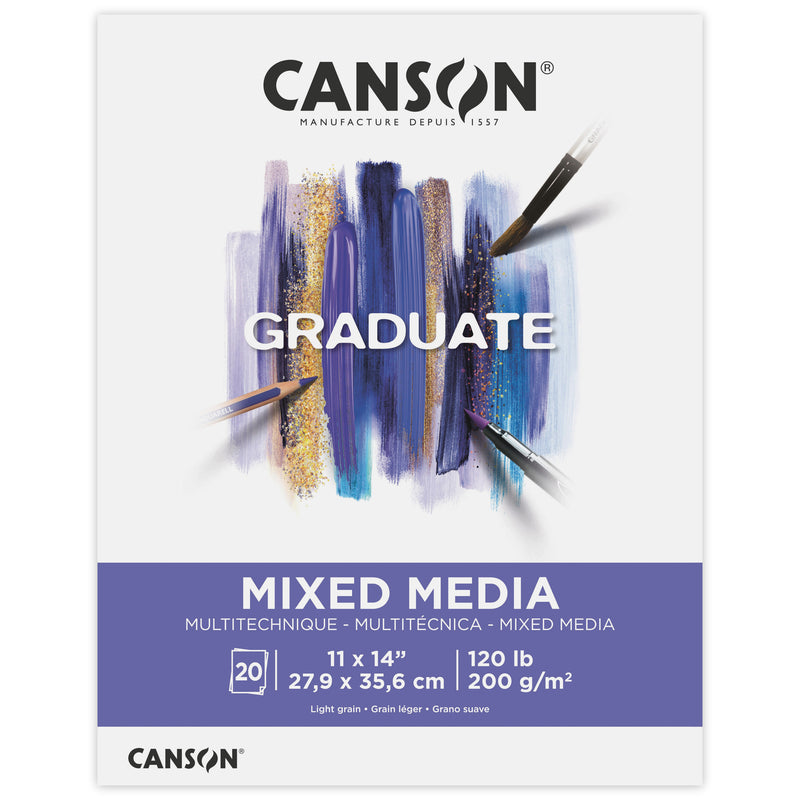 Mixed Media Pad 11x14in Foldover Canson Graduate 20 Sheets