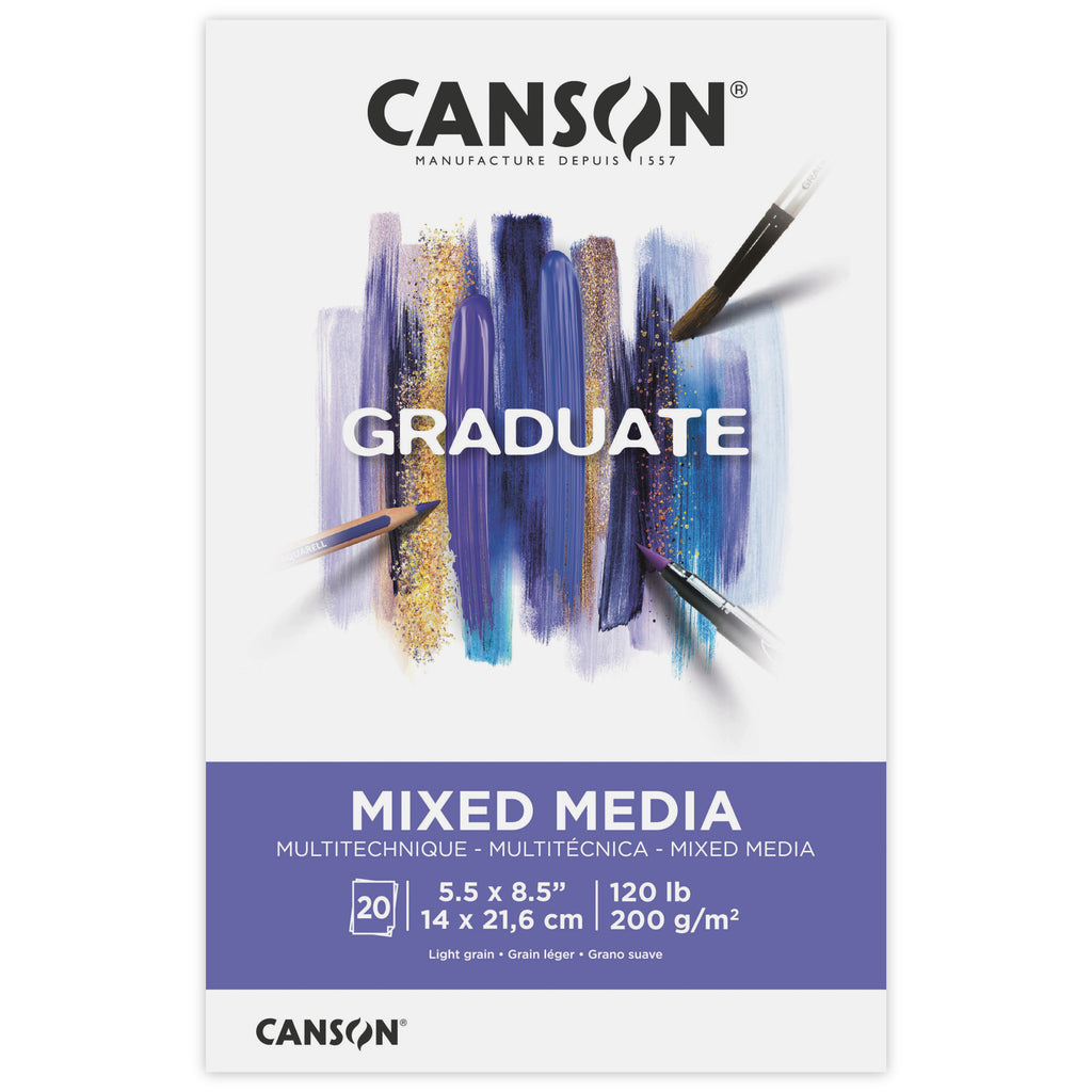 Mixed Media Pad 5.5x8.5in Foldover Canson Graduate 20 Sheets