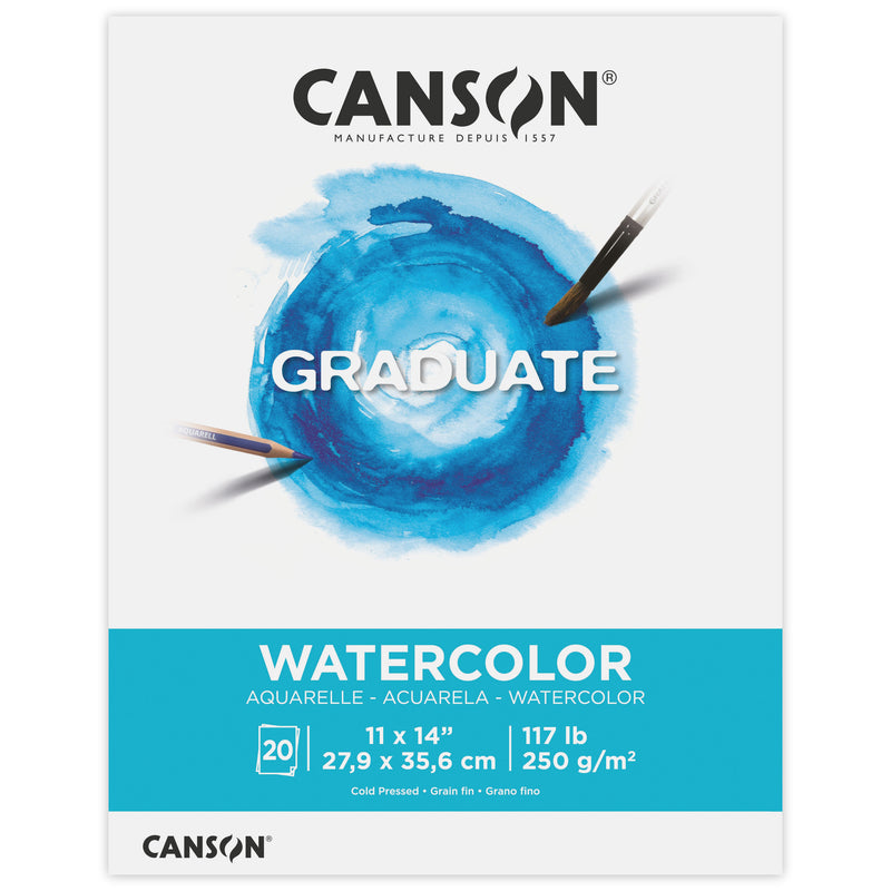 Watercolor Pad 11x14in Foldover Canson Graduate 20 Sheets