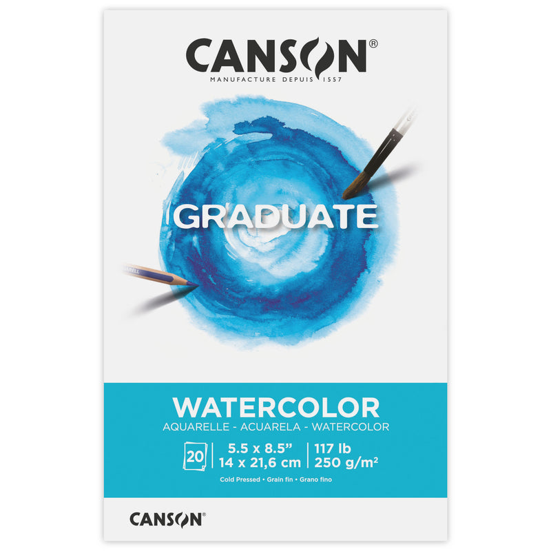 Watercolor Pad 5.5x8.5in Foldover Canson Graduate 20 Sheets