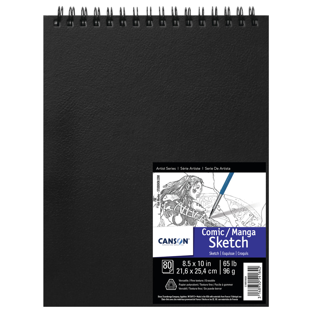 Artist Series Manga Sketch Art Book, Black Cover, Wire Binding, 80 Sheet, 8.5x10 inch, 1 Count