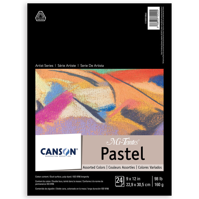 Pastel Pad Asst Colors 9x12in Fold Canson Artist Mi-teintes 24 Sheets