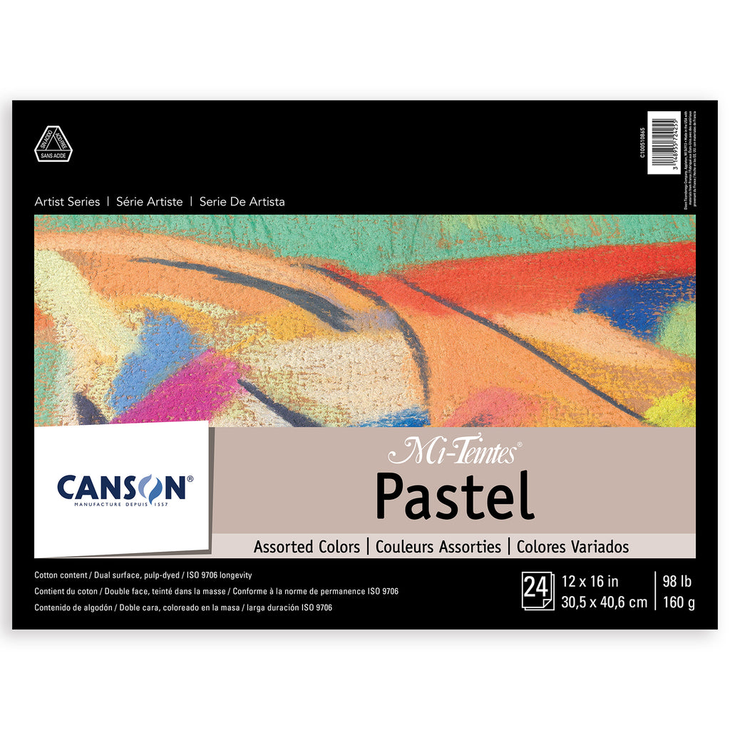 Artist Series Mi-Teintes Pastel Pad, Assorted Colors, Foldover Binding, 24 Sheet, 12x16 inch, 1 Count
