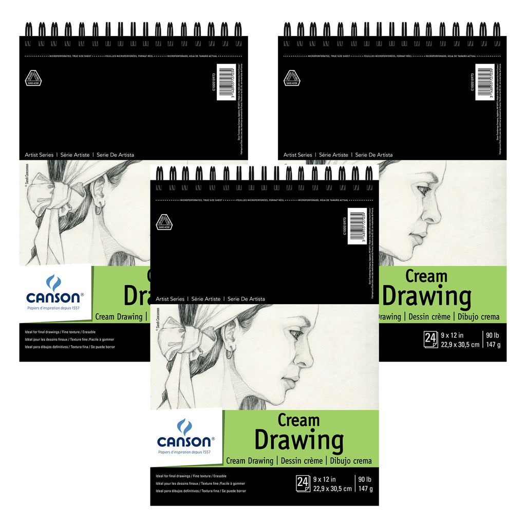 Artist Series Drawing Pad, Top Wire Binding, 24 Sheet, 9x12 inch, Pack of 3