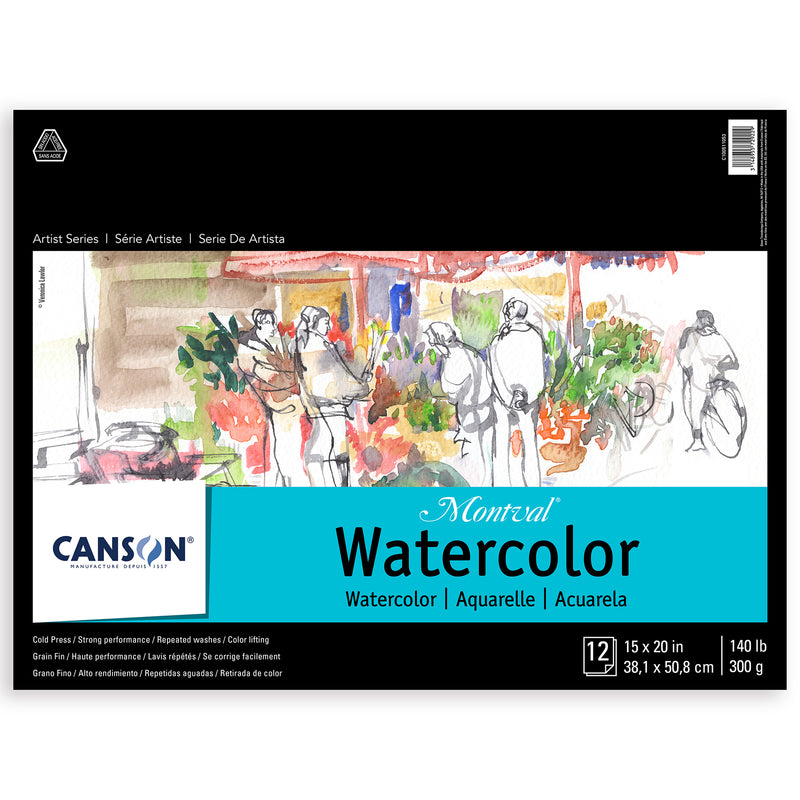 Artist Series Montval Watercolor Pad, Foldover Binding, Foldover Binding, 12 Sheet, 15x20 inch, 1 Count