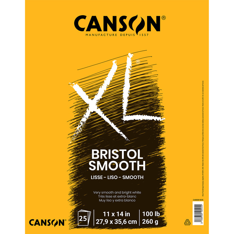 Xl Bristol Pad Smooth Fold 11x14in Canson 25 Sheets