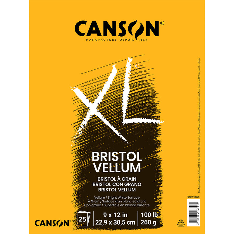 Xl Bristol Pad Vellum Fold 9x12in Canson 25 Sheets