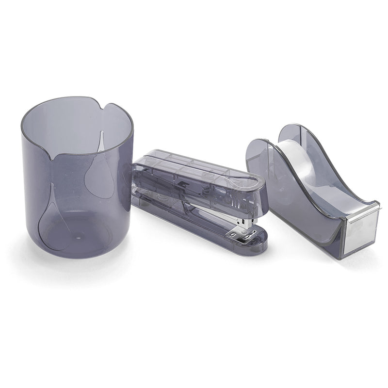 3-Piece Organizer Set, Pencil Cup, Stapler, Tape Dispenser, Made from Recycled Bottles