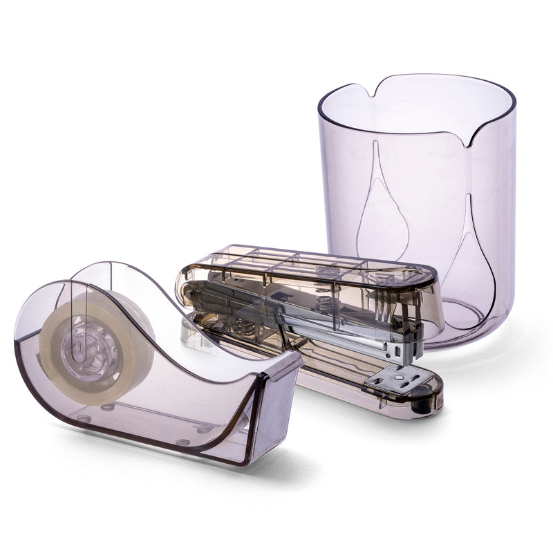 3-Piece Organizer Set, Pencil Cup, Stapler, Tape Dispenser, Made from Recycled Bottles
