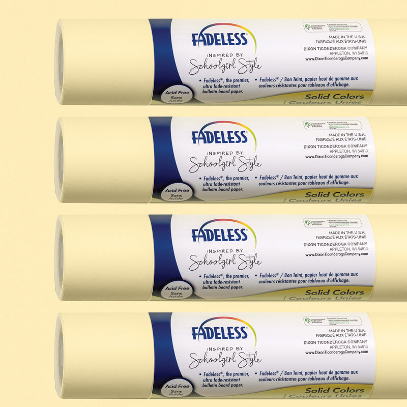 Schoolgirl Style Bulletin Board Paper, 48" x 12', Lemon Drop, 4 Rolls