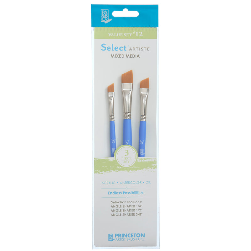 Select Artiste Brush Set 12 3ct Series 3750 Short Blue Handle