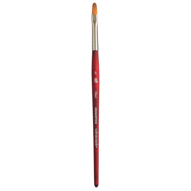 Velvetouch Filbert Brush Size 6 Series 3950 Short Scarlet Handle