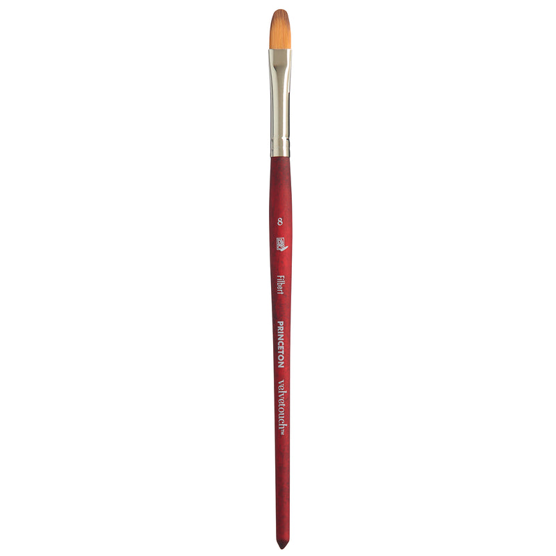 Velvetouch Filbert Brush Size 8 Series 3950 Short Scarlet Handle