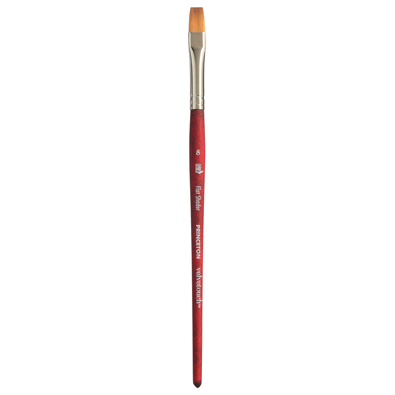 Velvetouch Flat Shader Brush Size 8 Series 3950 Short Scarlet Handle