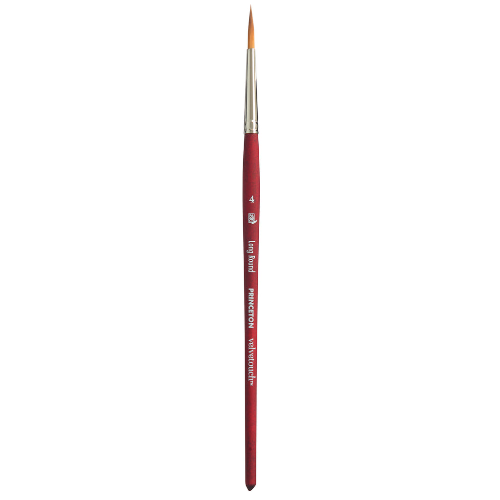 Velvetouch Long Round Brush Size 4 Series 3950 Short Scarlet Handle