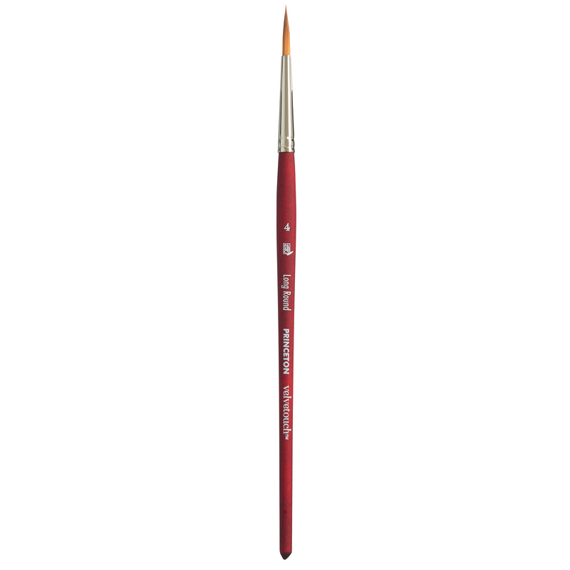 Velvetouch Long Round Brush Size 4 Series 3950 Short Scarlet Handle