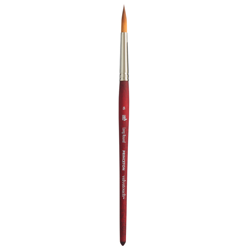Velvetouch Long Round Brush Size 8 Series 3950 Short Scarlet Handle