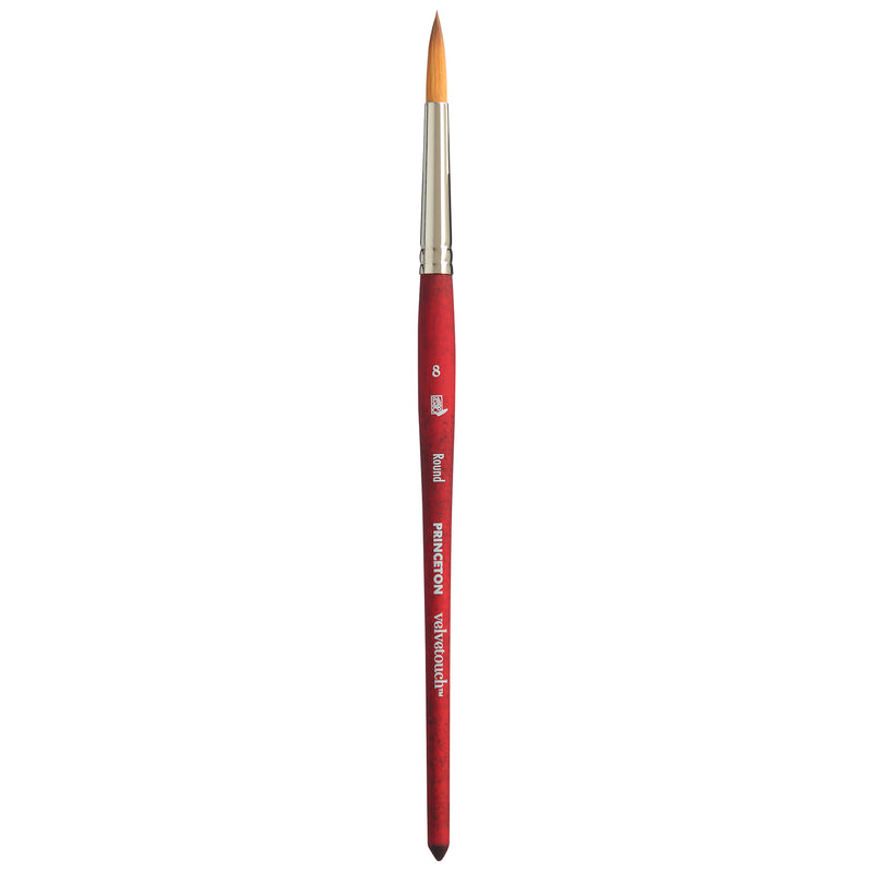 Velvetouch Round Brush Size 8 Series 3950 Short Scarlet Handle