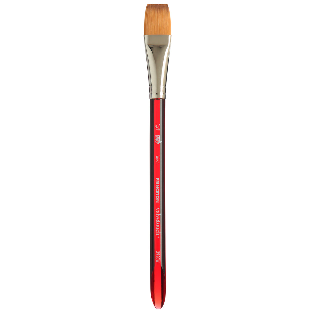 Velvetouch Wash Brush Size 3/4in Series 3950 Short Scarlet Handle