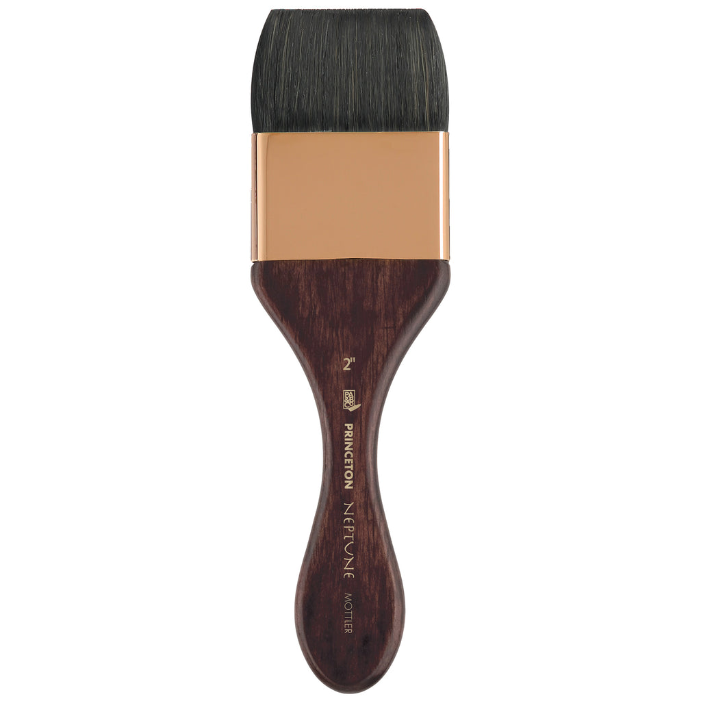 Neptune Mottler Brush, Synthetic Bristles, Short Handle Watercolor Paintbrush, Dark Wood, Size 2 inch, 1 Count