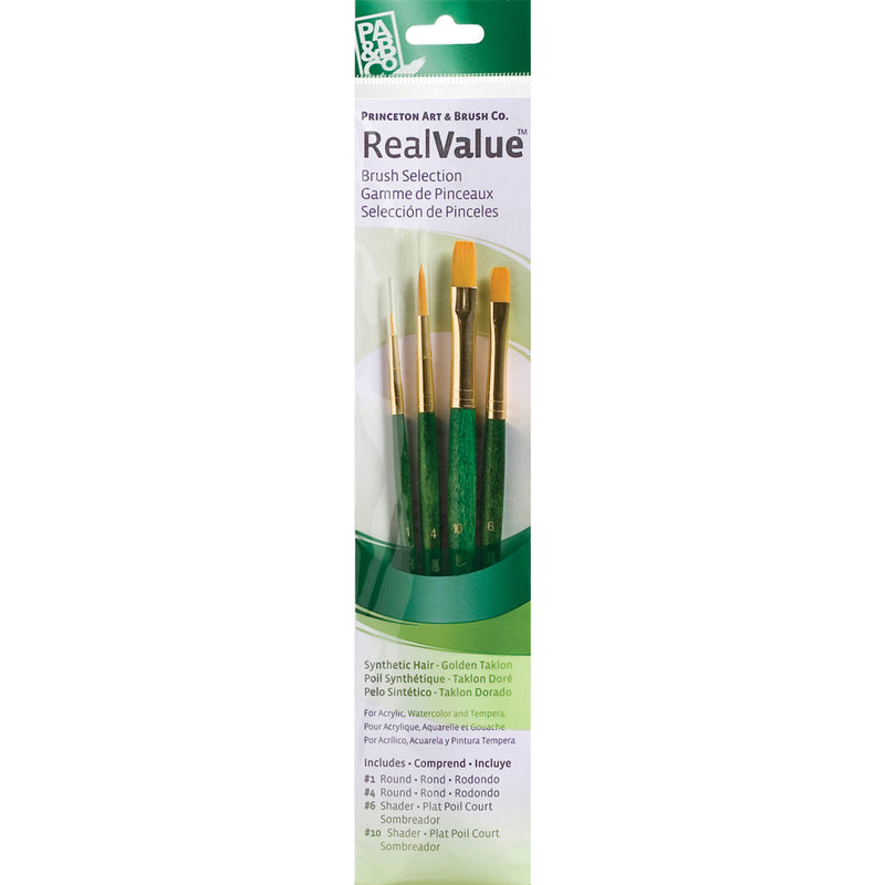 Realvalue Brush Set 4ct Grn 2rnd 2shaders