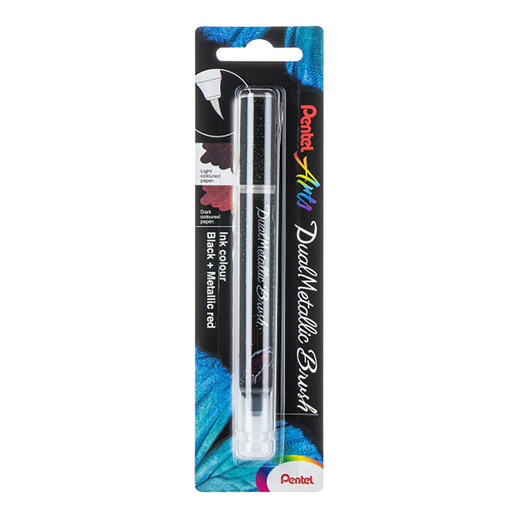 Dualmetallic Brush Black/metal Red Pentel Arts