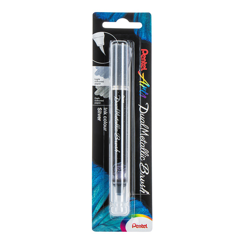 Dualmetallic Brush Silver Ink Pentel Arts