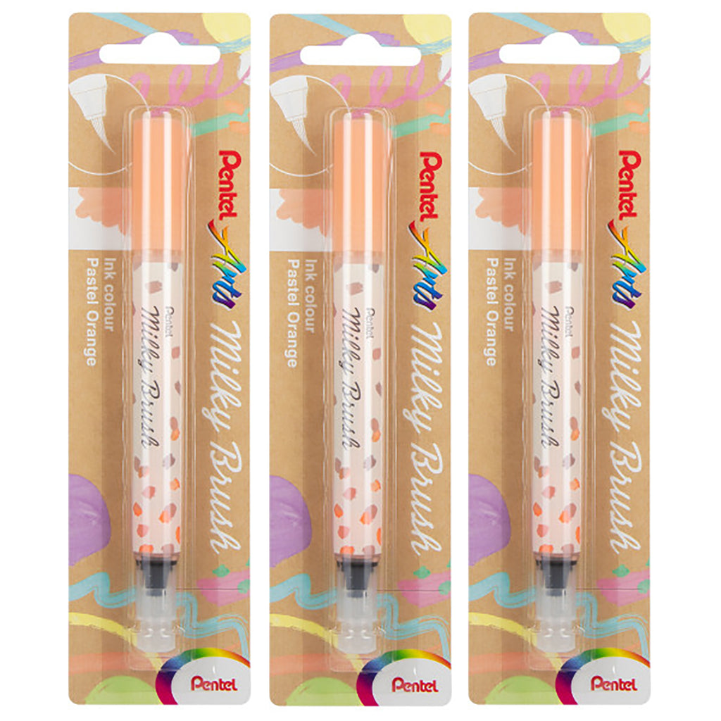 Milky Brush Pen, Pale Orange Ink, Pack of 3