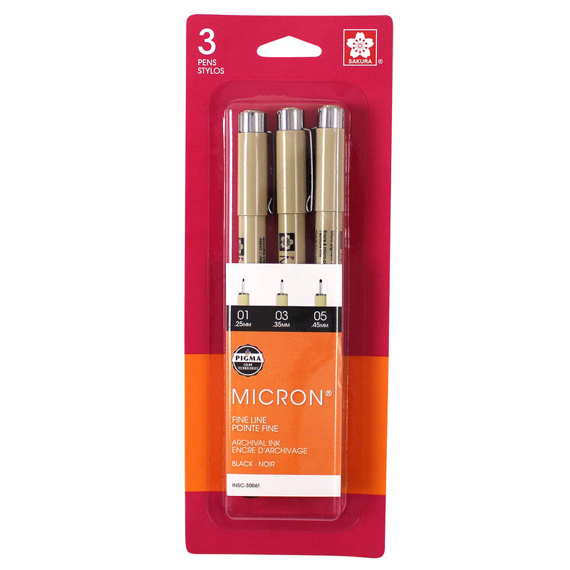 Bc Micron Pens 3ct Black Set A Sizes 01 03 05